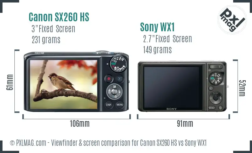 Canon SX260 HS vs Sony WX1 Screen and Viewfinder comparison Canon SX260 HS vs Sony WX1 Screen and Viewfinder comparison