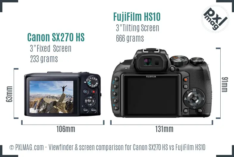 Canon SX270 HS vs FujiFilm HS10 Screen and Viewfinder comparison Canon SX270 HS vs FujiFilm HS10 Screen and Viewfinder comparison