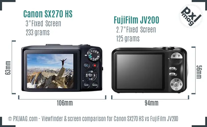 Canon SX270 HS vs FujiFilm JV200 Screen and Viewfinder comparison