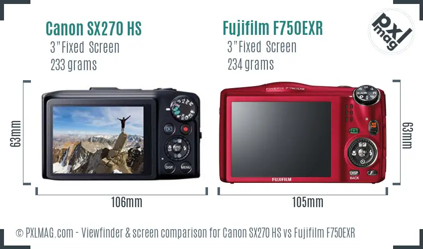 Canon SX270 HS vs Fujifilm F750EXR Screen and Viewfinder comparison Canon SX270 HS vs Fujifilm F750EXR Screen and Viewfinder comparison
