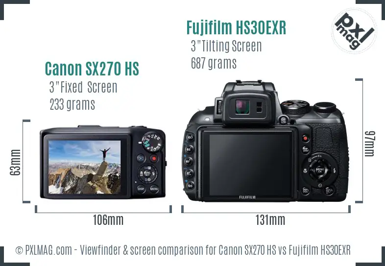 Canon SX270 HS vs Fujifilm HS30EXR Screen and Viewfinder comparison Canon SX270 HS vs Fujifilm HS30EXR Screen and Viewfinder comparison
