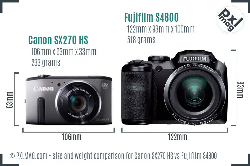 Canon SX270 HS vs Fujifilm S4800 size comparison Canon SX270 HS vs Fujifilm S4800 size comparison