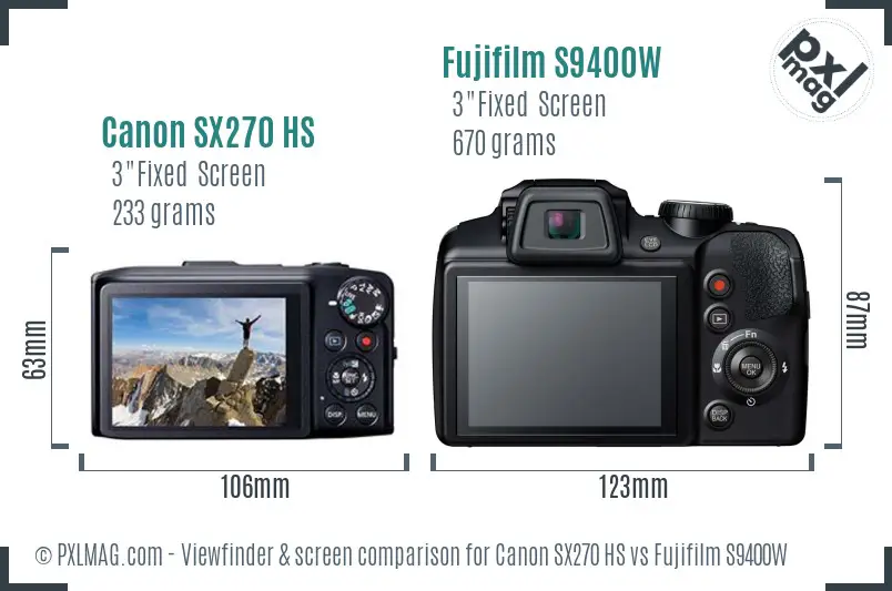 Studying the rear displays side-by-side, both cameras deliver similar fixed 3-inch screens with comparable resolution, but Fuji adds an electronic viewfinder to elevate usability in bright conditions.