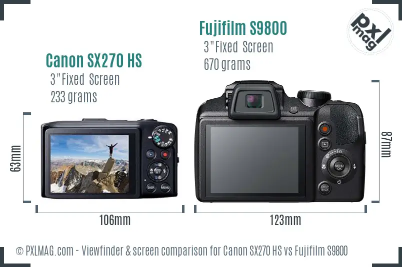 Canon SX270 HS vs Fujifilm S9800 Screen and Viewfinder comparison Canon SX270 HS vs Fujifilm S9800 Screen and Viewfinder comparison