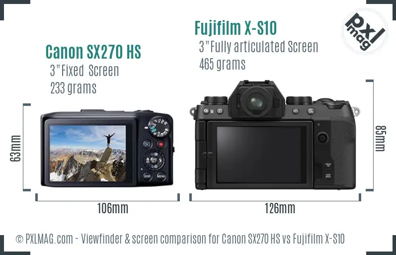 Canon SX270 HS vs Fujifilm X-S10 Screen and Viewfinder comparison Canon SX270 HS vs Fujifilm X-S10 Screen and Viewfinder comparison