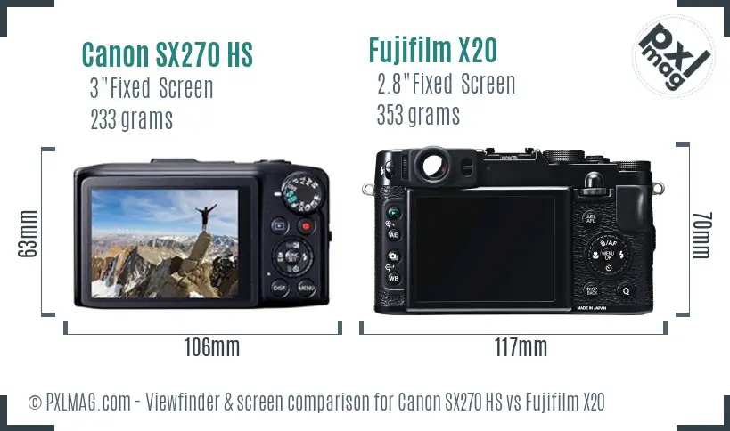 Canon SX270 HS vs Fujifilm X20 Screen and Viewfinder comparison Canon SX270 HS vs Fujifilm X20 Screen and Viewfinder comparison