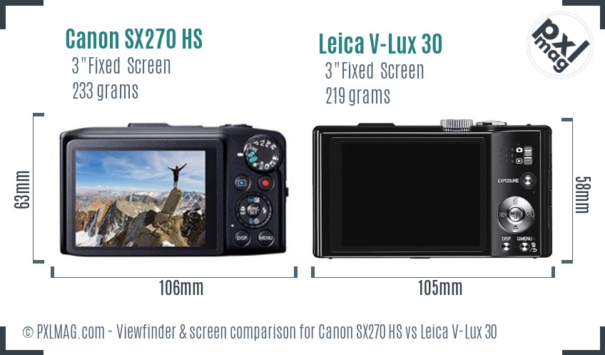 Canon SX270 HS vs Leica V-Lux 30 Screen and Viewfinder comparison