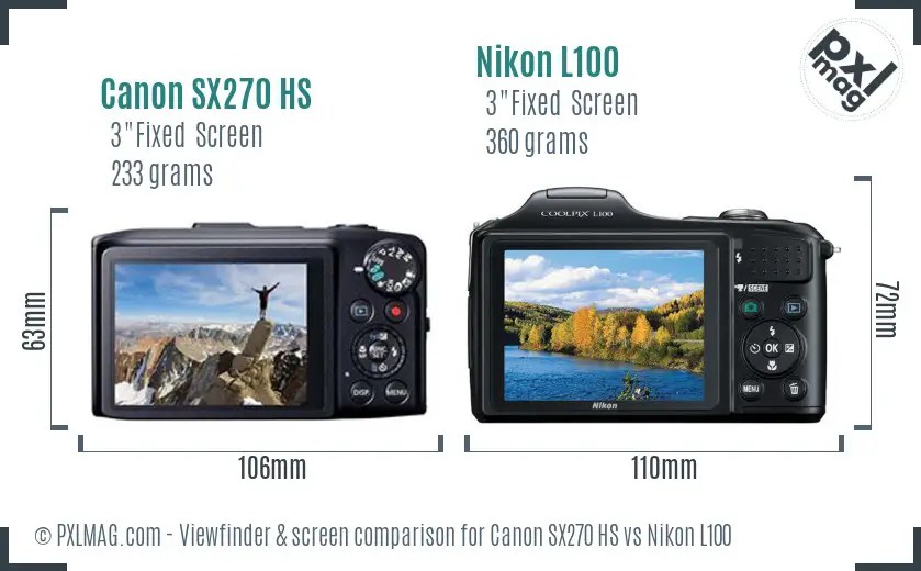 Canon SX270 HS vs Nikon L100 Screen and Viewfinder comparison Canon SX270 HS vs Nikon L100 Screen and Viewfinder comparison