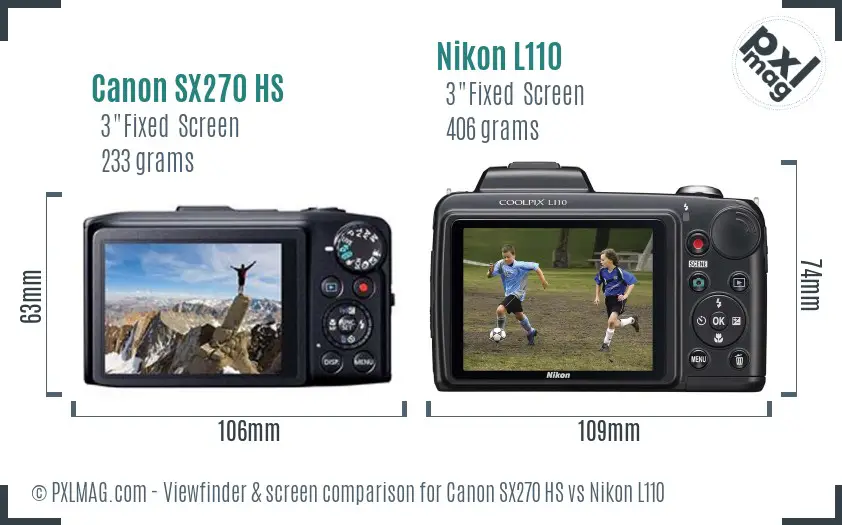 Canon SX270 HS vs Nikon L110 Screen and Viewfinder comparison Canon SX270 HS vs Nikon L110 Screen and Viewfinder comparison