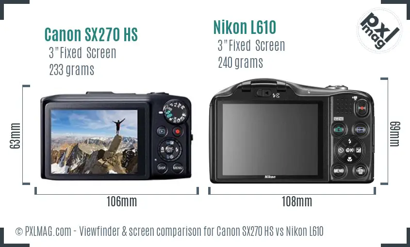 Canon SX270 HS vs Nikon L610 Screen and Viewfinder comparison Canon SX270 HS vs Nikon L610 Screen and Viewfinder comparison