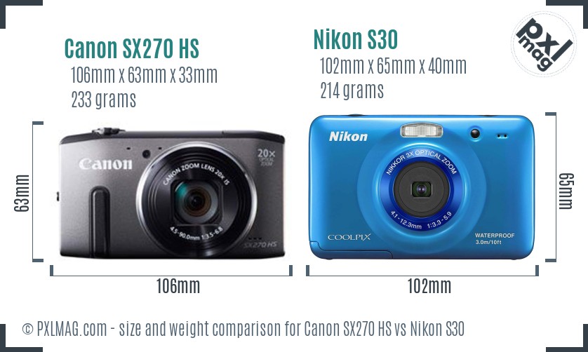 Canon SX270 HS vs Nikon S30 size comparison Canon SX270 HS vs Nikon S30 size comparison