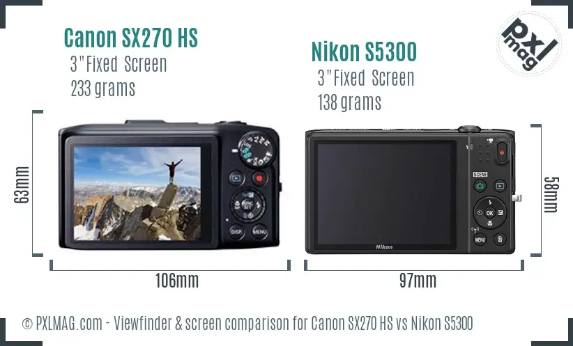 Canon SX270 HS vs Nikon S5300 Screen and Viewfinder comparison Canon SX270 HS vs Nikon S5300 Screen and Viewfinder comparison