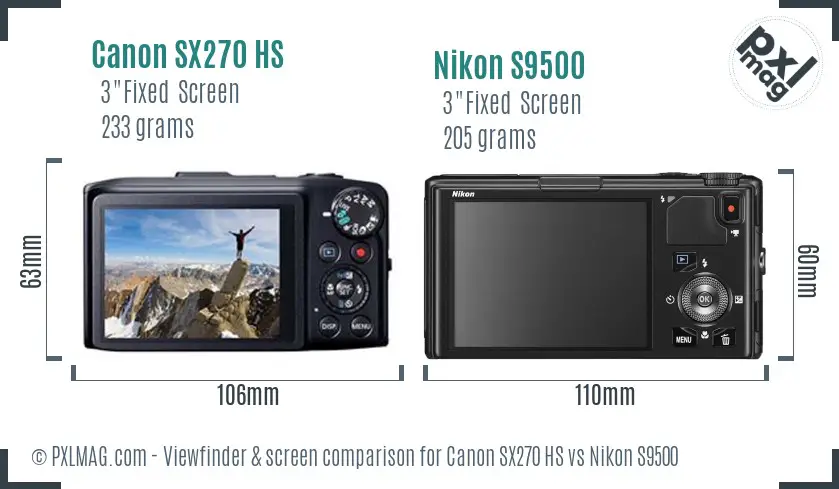 Canon SX270 HS vs Nikon S9500 Screen and Viewfinder comparison Canon SX270 HS vs Nikon S9500 Screen and Viewfinder comparison