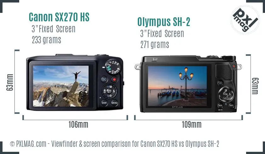 Canon SX270 HS vs Olympus SH-2 Screen and Viewfinder comparison Canon SX270 HS vs Olympus SH-2 Screen and Viewfinder comparison