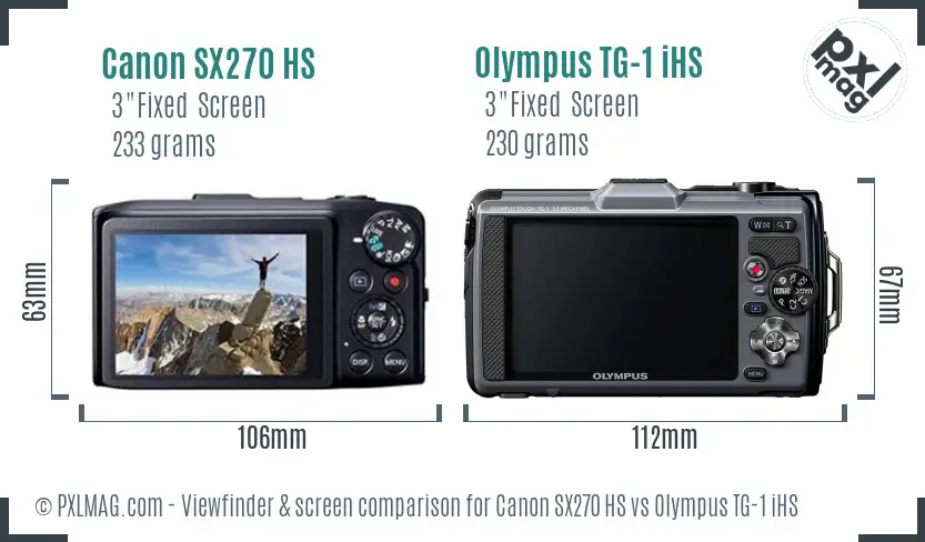 Canon SX270 HS vs Olympus TG-1 iHS Screen and Viewfinder comparison