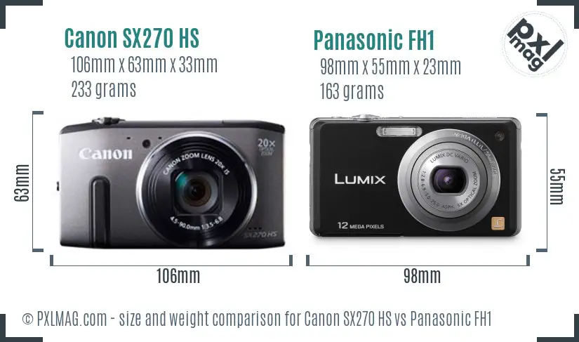 Canon SX270 HS vs Panasonic FH1 size comparison Canon SX270 HS vs Panasonic FH1 size comparison