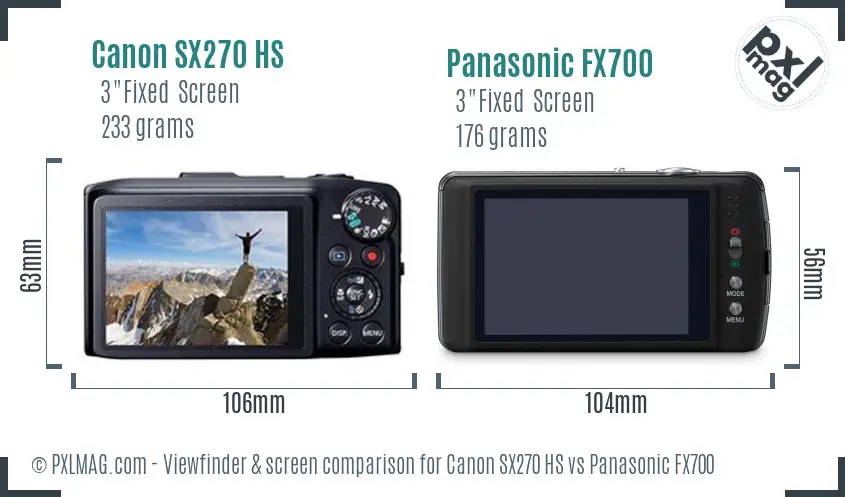 Canon SX270 HS vs Panasonic FX700 Screen and Viewfinder comparison Canon SX270 HS vs Panasonic FX700 Screen and Viewfinder comparison