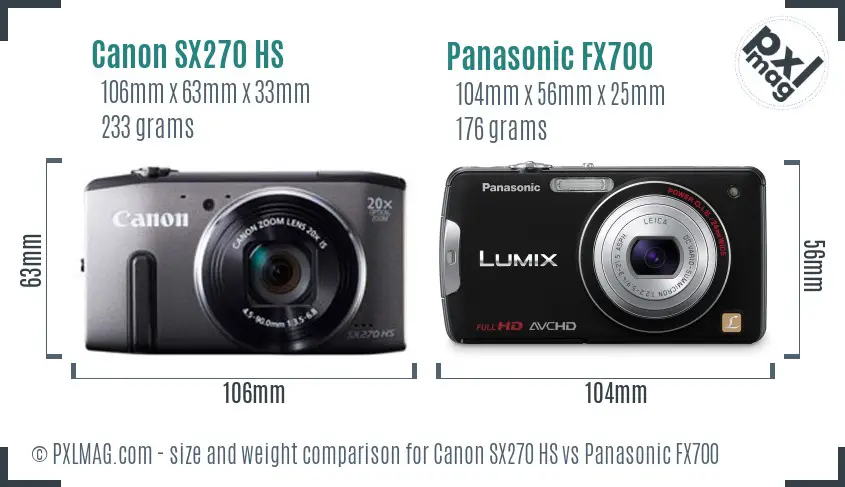 Canon SX270 HS vs Panasonic FX700 size comparison Canon SX270 HS vs Panasonic FX700 size comparison