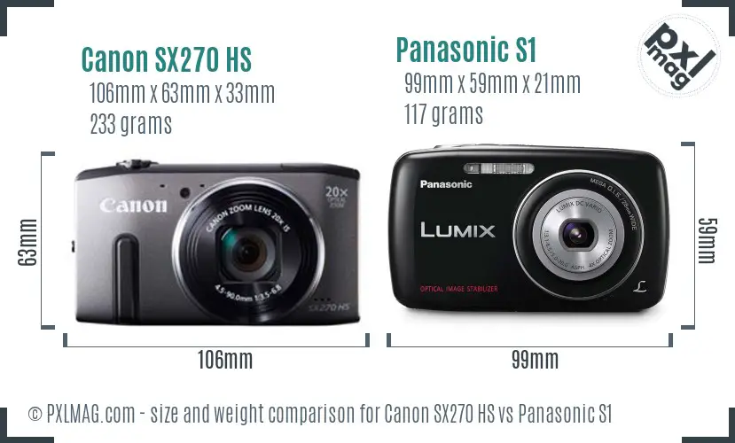 Canon SX270 HS vs Panasonic S1 size comparison