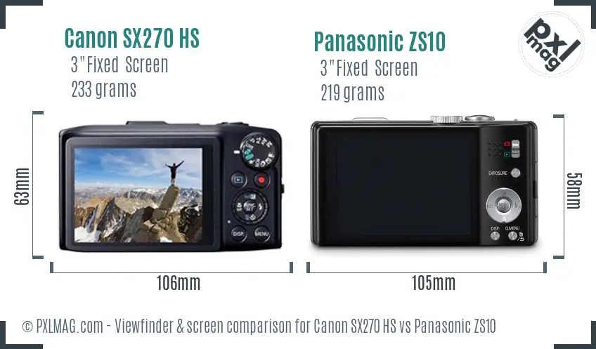 Canon SX270 HS vs Panasonic ZS10 Screen and Viewfinder comparison Canon SX270 HS vs Panasonic ZS10 Screen and Viewfinder comparison