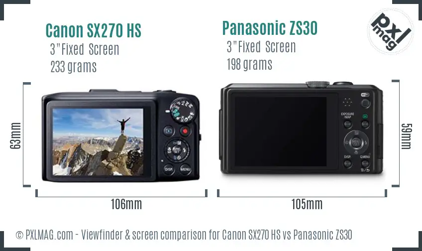 Canon SX270 HS vs Panasonic ZS30 Screen and Viewfinder comparison Canon SX270 HS vs Panasonic ZS30 Screen and Viewfinder comparison