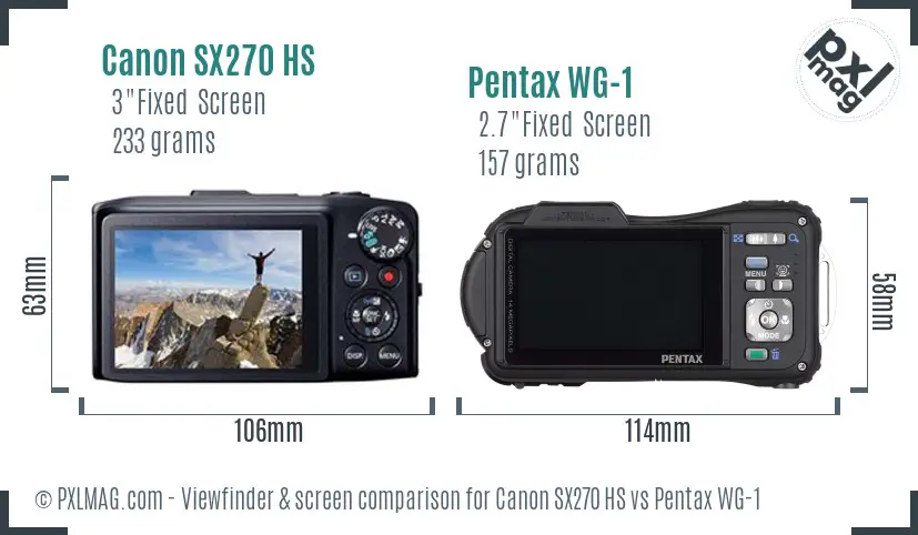 Canon SX270 HS vs Pentax WG-1 Screen and Viewfinder comparison Canon SX270 HS vs Pentax WG-1 Screen and Viewfinder comparison