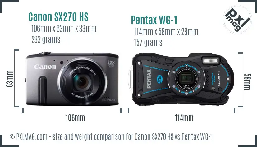 Canon SX270 HS vs Pentax WG-1 size comparison Canon SX270 HS vs Pentax WG-1 size comparison