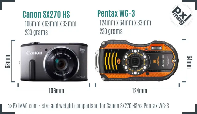 Canon SX270 HS vs Pentax WG-3 size comparison Canon SX270 HS vs Pentax WG-3 size comparison