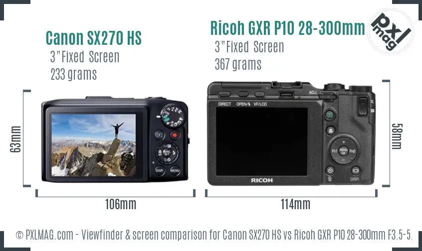 Canon SX270 HS vs Ricoh GXR P10 28-300mm F3.5-5.6 VC Screen and Viewfinder comparison Canon SX270 HS vs Ricoh GXR P10 28-300mm F3.5-5.6 VC Screen and Viewfinder comparison