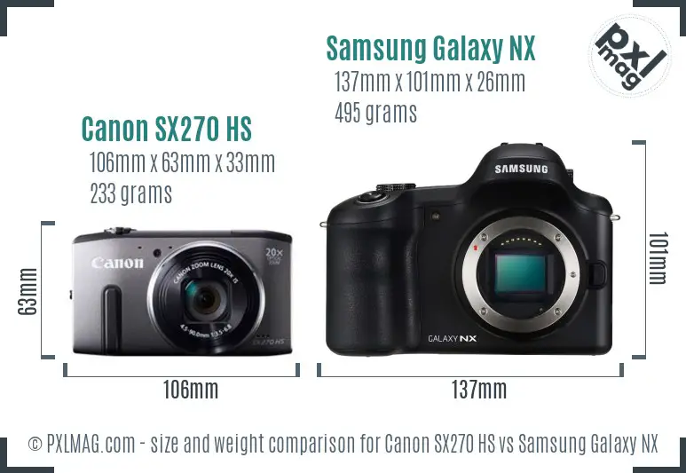 Canon SX270 HS vs Samsung Galaxy NX size comparison Canon SX270 HS vs Samsung Galaxy NX size comparison