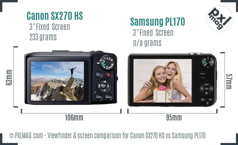 Canon SX270 HS vs Samsung PL170 Screen and Viewfinder comparison Canon SX270 HS vs Samsung PL170 Screen and Viewfinder comparison