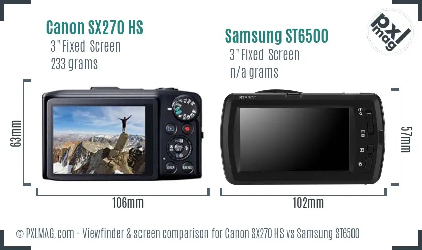 Canon SX270 HS vs Samsung ST6500 Screen and Viewfinder comparison Canon SX270 HS vs Samsung ST6500 Screen and Viewfinder comparison