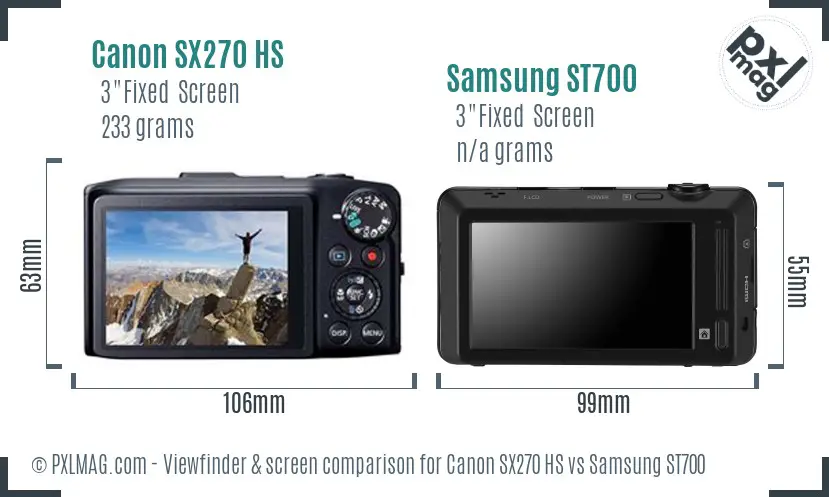 Canon SX270 HS vs Samsung ST700 Screen and Viewfinder comparison Canon SX270 HS vs Samsung ST700 Screen and Viewfinder comparison