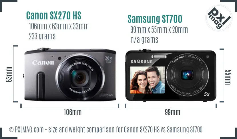 Canon SX270 HS vs Samsung ST700 size comparison Canon SX270 HS vs Samsung ST700 size comparison