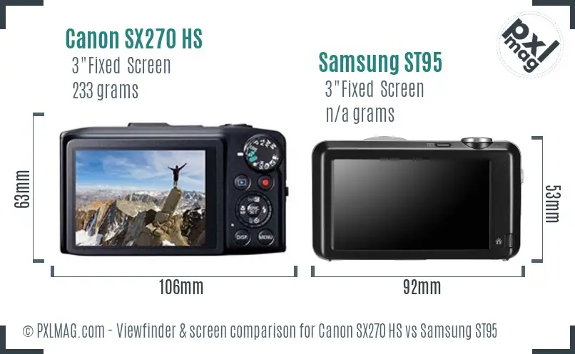 Canon SX270 HS vs Samsung ST95 Screen and Viewfinder comparison Canon SX270 HS vs Samsung ST95 Screen and Viewfinder comparison