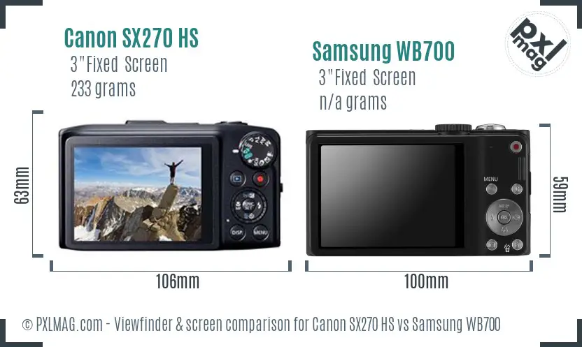 Canon SX270 HS vs Samsung WB700 Screen and Viewfinder comparison Canon SX270 HS vs Samsung WB700 Screen and Viewfinder comparison