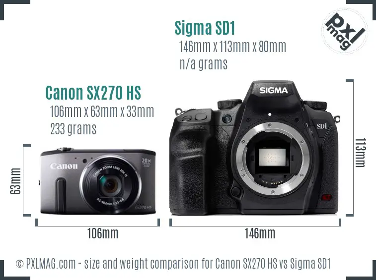 Canon SX270 HS vs Sigma SD1 size comparison Canon SX270 HS vs Sigma SD1 size comparison