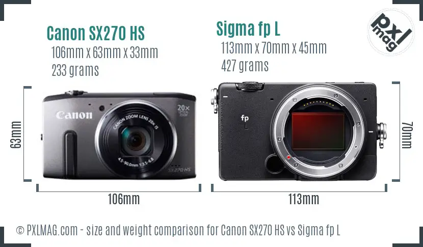 Canon SX270 HS vs Sigma fp L size comparison