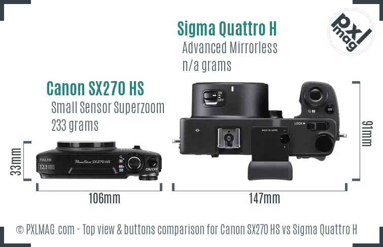Canon SX270 HS vs Sigma Quattro H top view buttons comparison