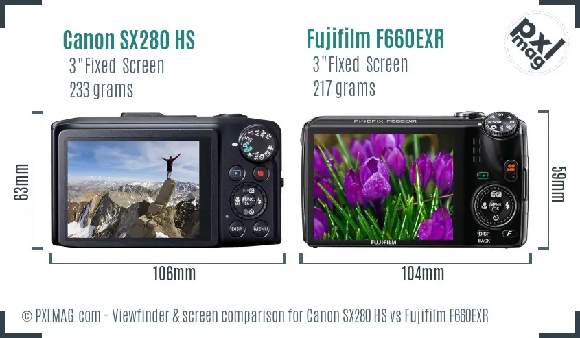 Canon SX280 HS vs Fujifilm F660EXR Screen and Viewfinder comparison Canon SX280 HS vs Fujifilm F660EXR Screen and Viewfinder comparison