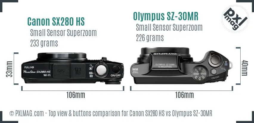 Top view design and control layout comparison of both cameras