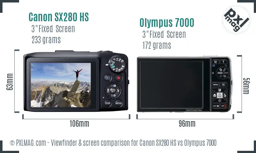 Canon SX280 HS vs Olympus 7000 Screen and Viewfinder comparison Canon SX280 HS vs Olympus 7000 Screen and Viewfinder comparison