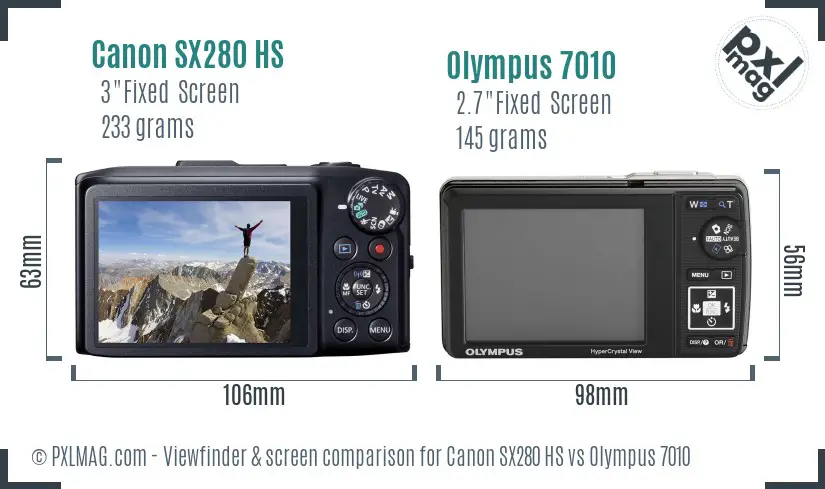 Canon SX280 HS vs Olympus 7010 Screen and Viewfinder comparison Canon SX280 HS vs Olympus 7010 Screen and Viewfinder comparison