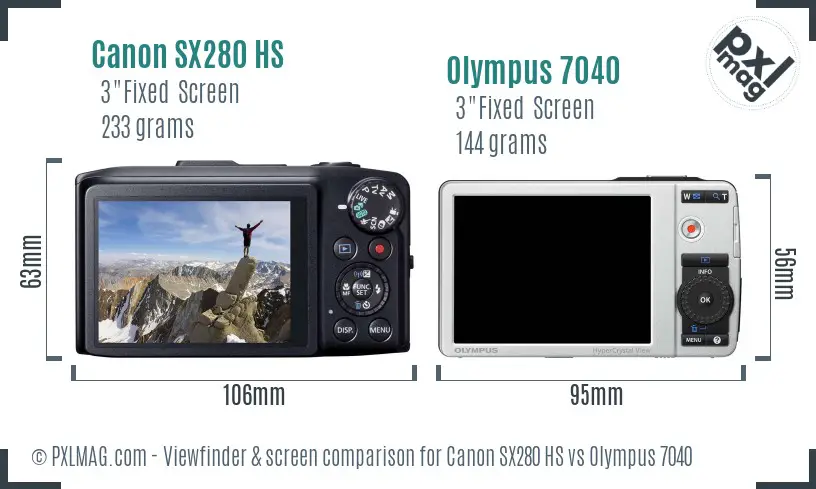Canon SX280 HS vs Olympus 7040 Screen and Viewfinder comparison Canon SX280 HS vs Olympus 7040 Screen and Viewfinder comparison