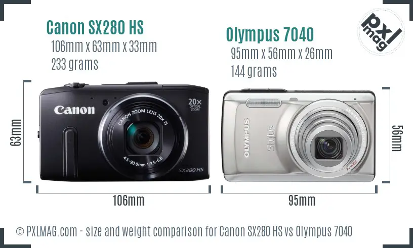 Canon SX280 HS vs Olympus 7040 size comparison Canon SX280 HS vs Olympus 7040 size comparison