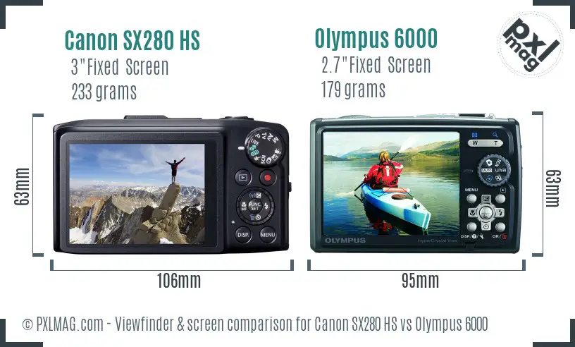 Canon SX280 HS vs Olympus 6000 Screen and Viewfinder comparison Canon SX280 HS vs Olympus 6000 Screen and Viewfinder comparison