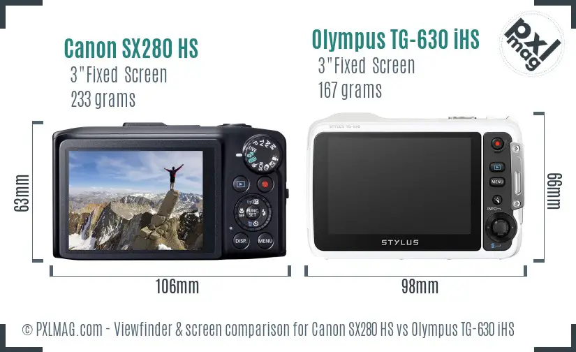 Canon SX280 HS vs Olympus TG-630 iHS Screen and Viewfinder comparison Canon SX280 HS vs Olympus TG-630 iHS Screen and Viewfinder comparison