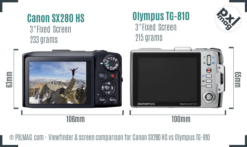 Canon SX280 HS vs Olympus TG-810 Screen and Viewfinder comparison Canon SX280 HS vs Olympus TG-810 Screen and Viewfinder comparison