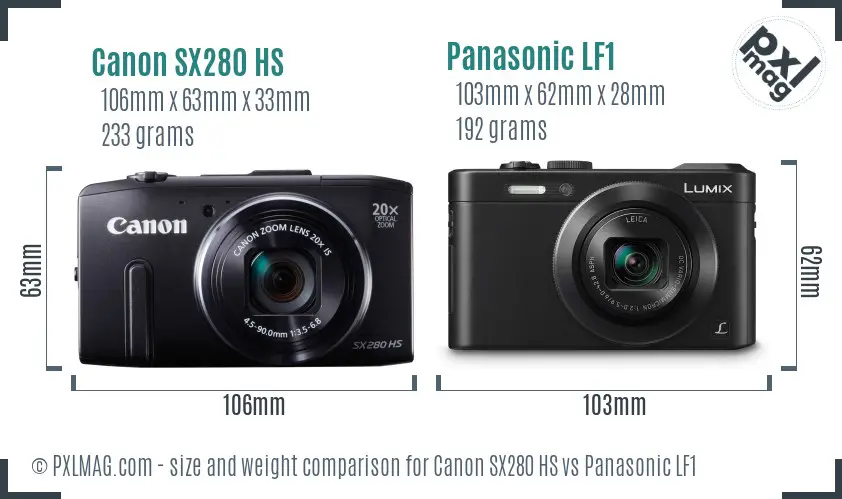 Canon SX280 HS vs Panasonic LF1 size comparison Canon SX280 HS vs Panasonic LF1 size comparison