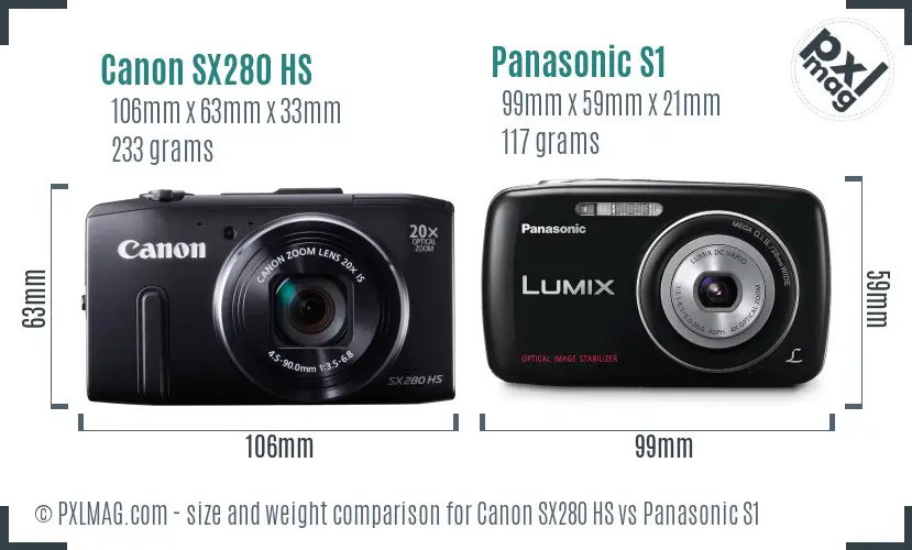Canon SX280 HS vs Panasonic S1 size comparison Canon SX280 HS vs Panasonic S1 size comparison